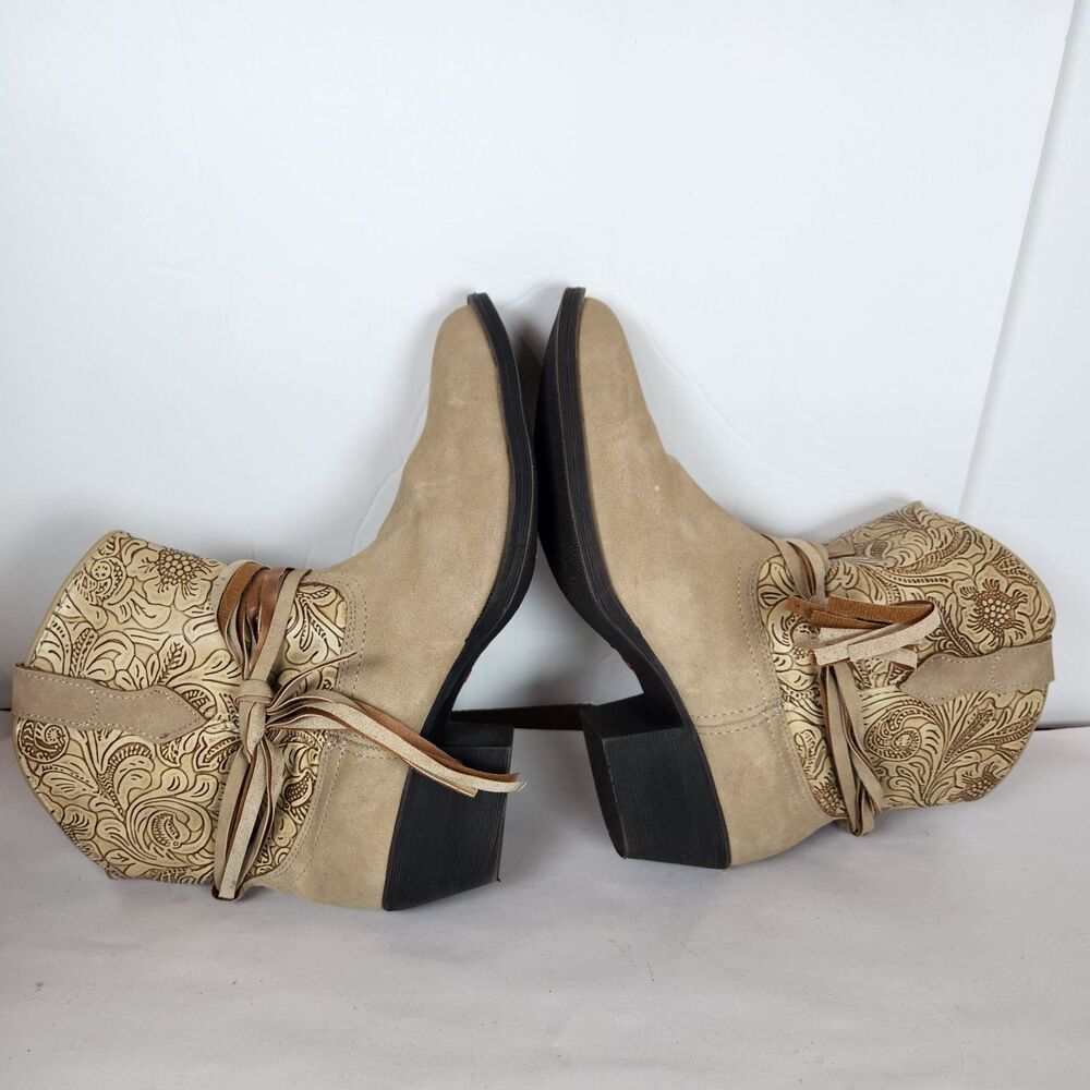 DINGO Brown Suede Booties Women's‎ Size 8.5 southwest ankle boots strap western - Picture 7 of 14